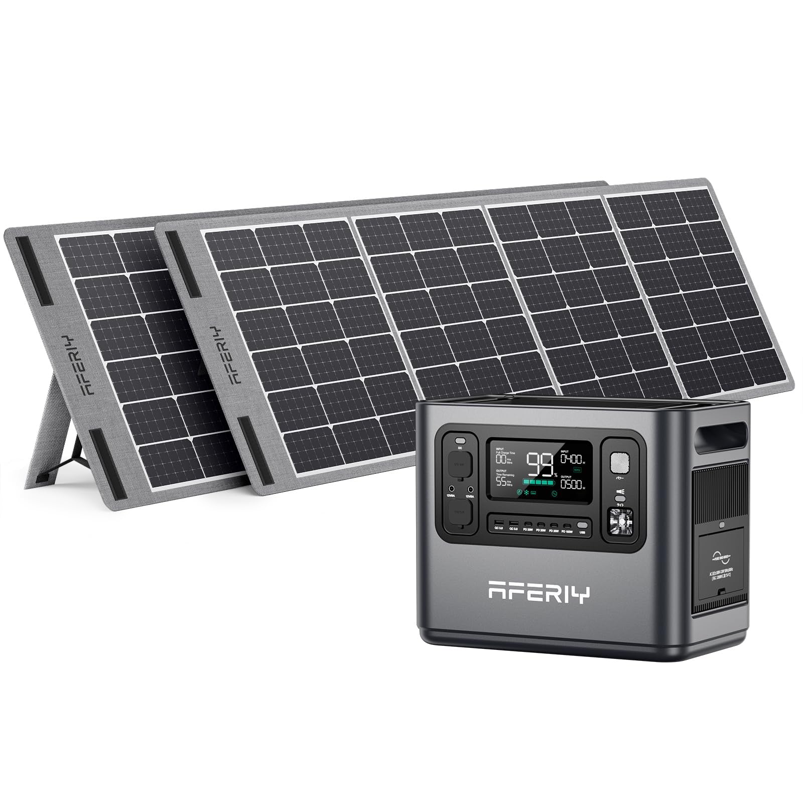 AFERIY Solar Generator P110 1200Wポータブル電源 200W ソーラーパネル セット - 1200W+200W*2